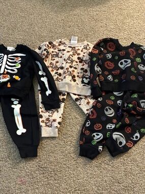 Disney Black & Cream Halloween Character Pajama Sets bundle